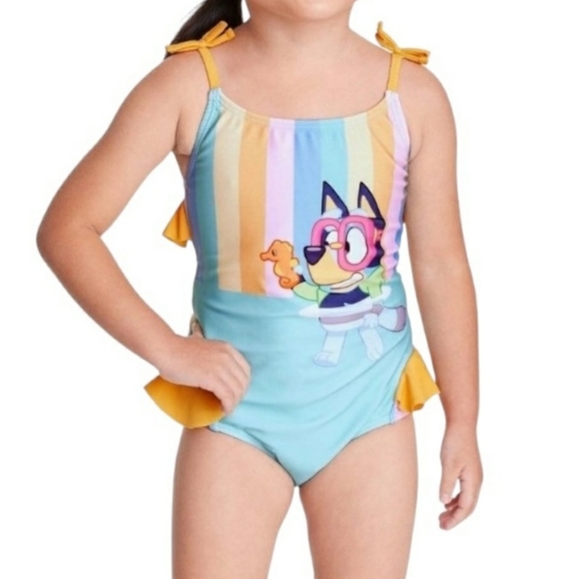 Bluey One Piece Swimsuit - Blue and Orange size 3T - Picture 3 of 13